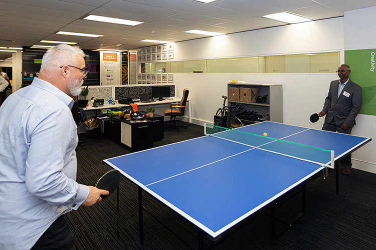 Playing ping pong