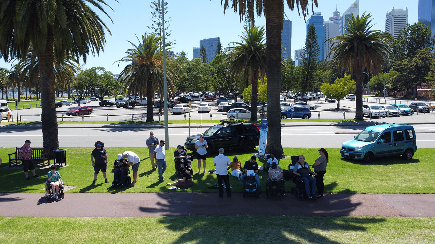 Photo from drone of the training group