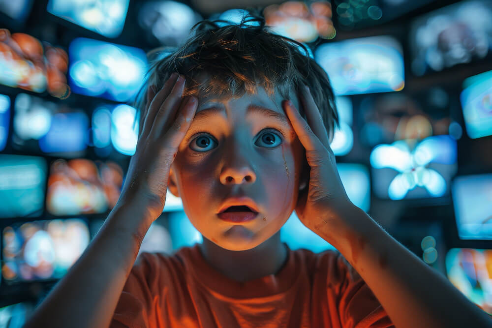 Risks Children face online Confused child because of bad online behaviour